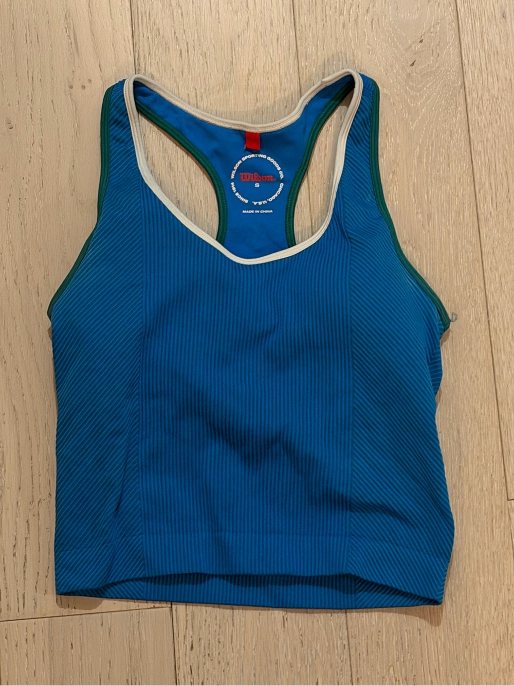 Wilson Teal-Blue Racerback Sports Crop Top with Contrast Trim